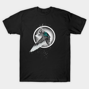 Flying humming bird with blue heart T-Shirt